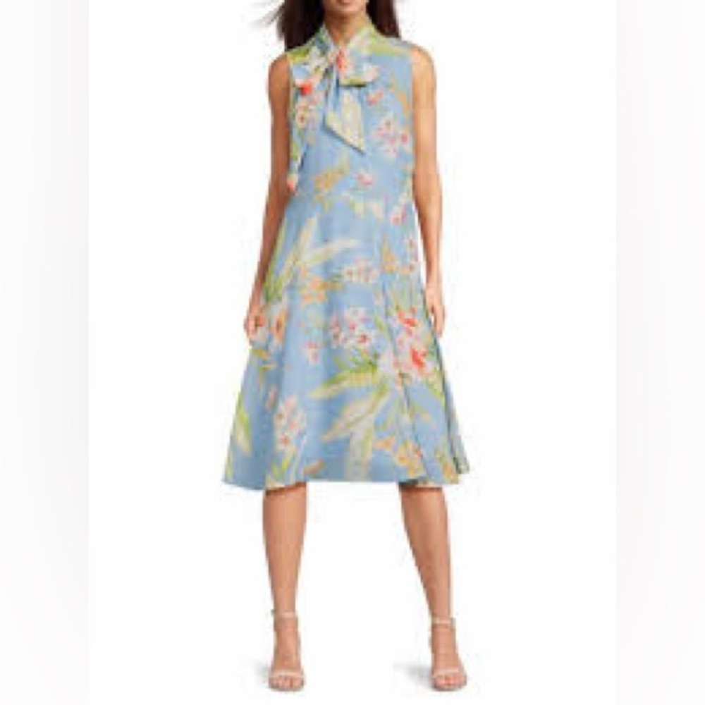 Halston Floral  midi dress